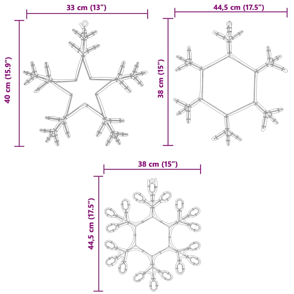 Flocon de Noël avec 252 LED Blanc chaud 45 x 38 cm PVC - XIOS