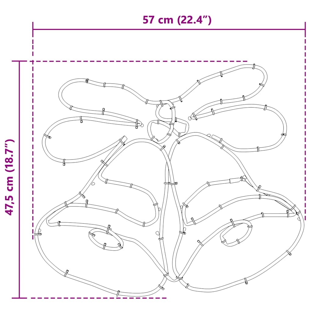 Cloche de Noël avec 144 LED Multicolore 56 x 46 cm PVC - XIOS