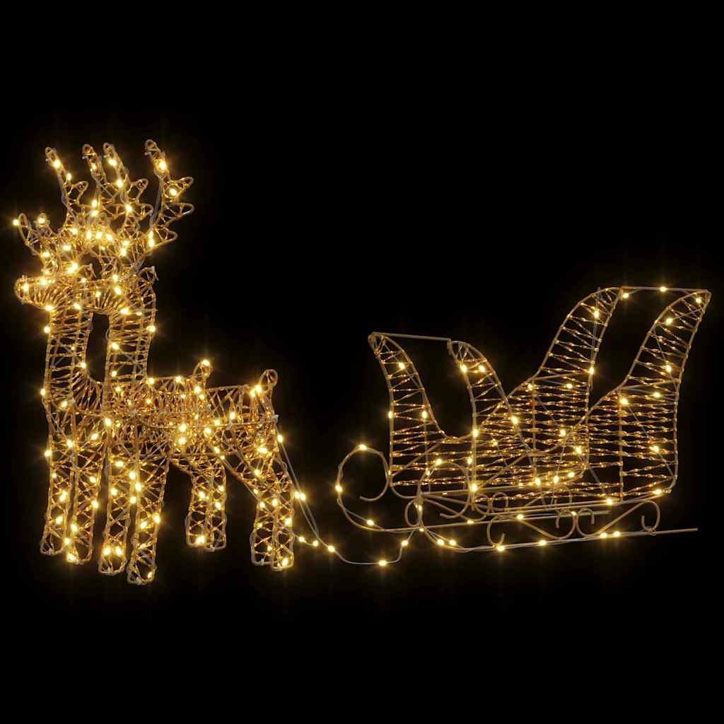 Traîneau tiré par un renne Blanc chaud 30 x 12 x 55 cm PET - XIOS