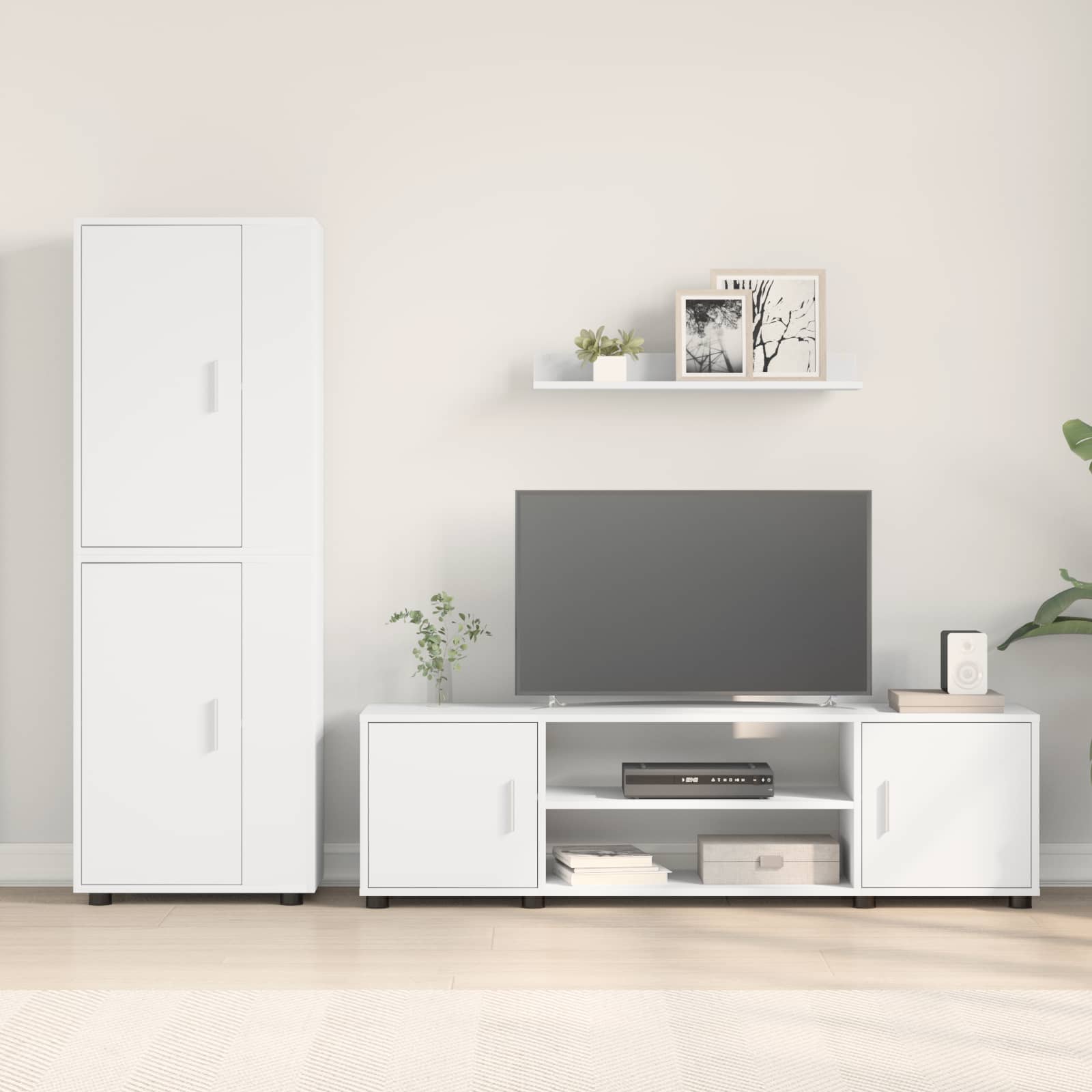 Ensemble meuble TV Montage mural 4 pcs Blanc Bois d'ingénierie - XIOS