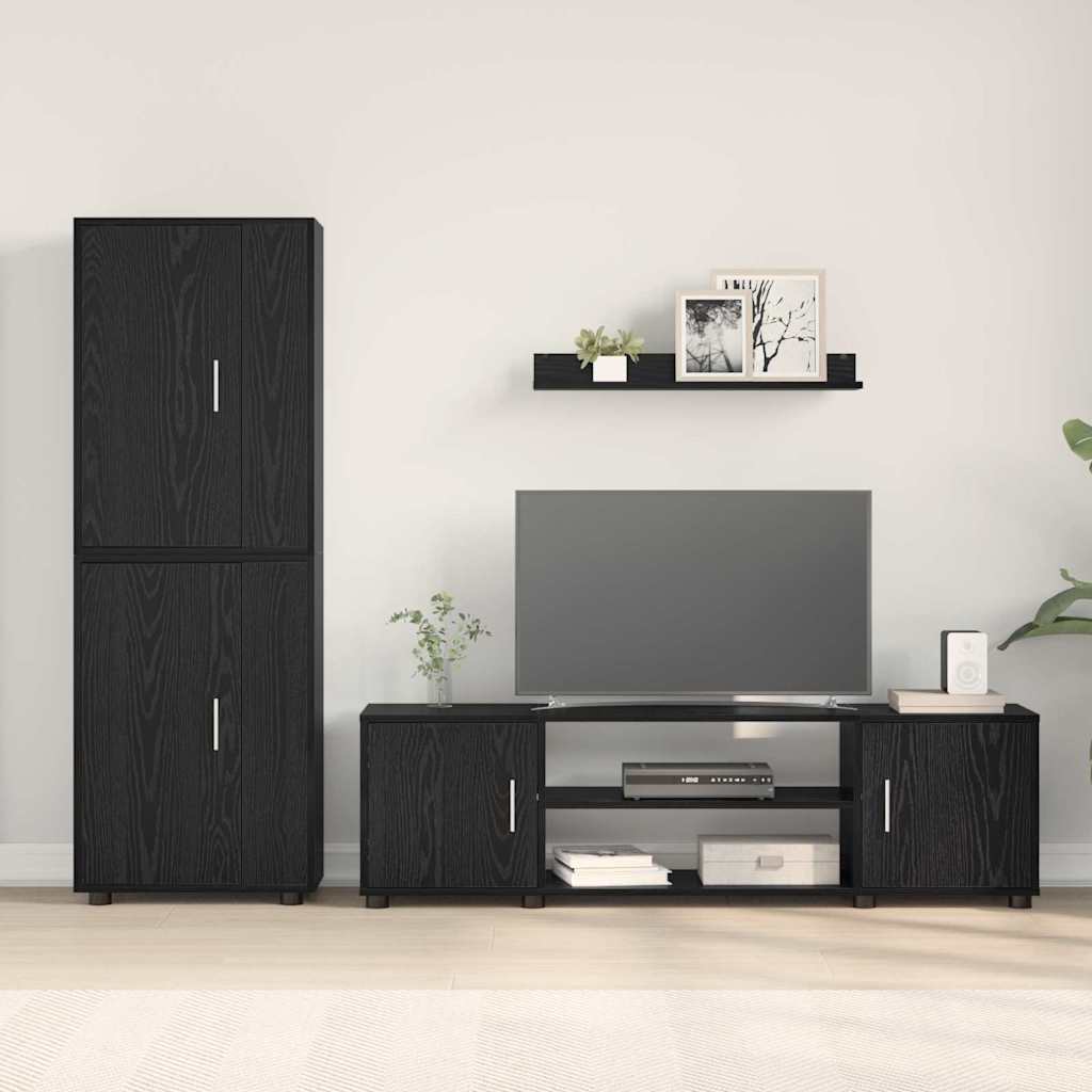 Ensemble de meuble TV 4 pièces Montage mural 4 pcs Chêne noir - XIOS