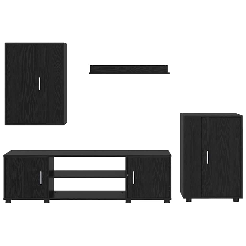 Ensemble de meuble TV 4 pièces Montage mural 4 pcs Chêne noir - XIOS