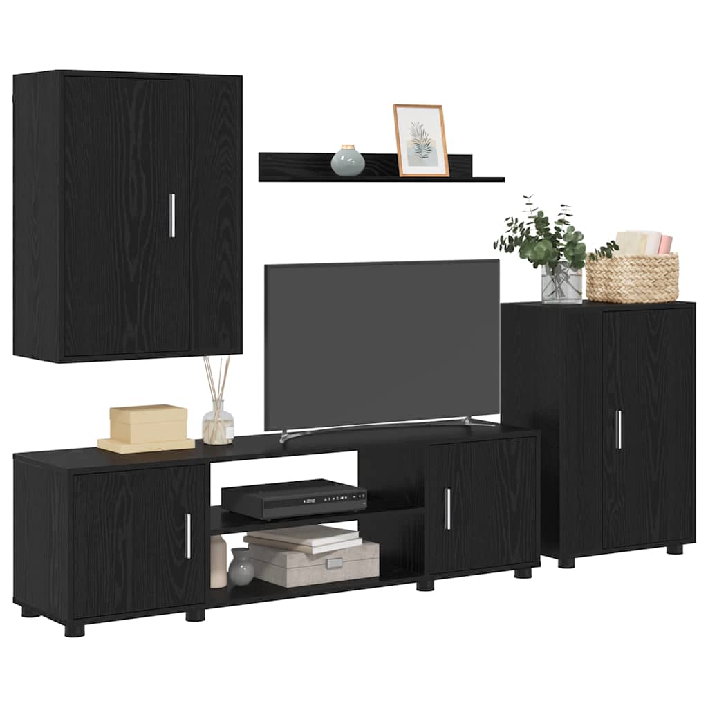 Ensemble de meuble TV 4 pièces Montage mural 4 pcs Chêne noir - XIOS