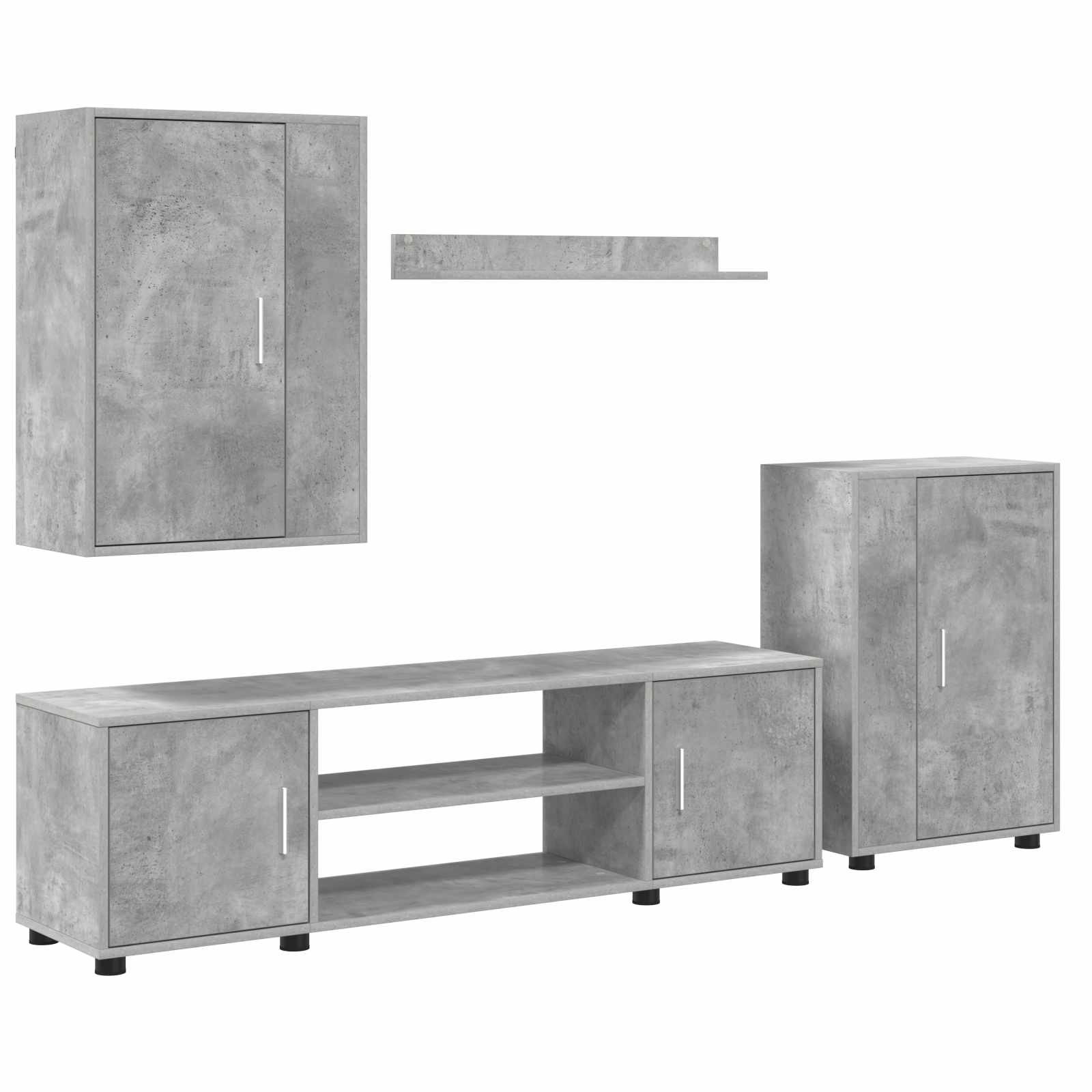 Ensemble meuble TV 4 pcs Gris béton Bois d'ingénierie - XIOS
