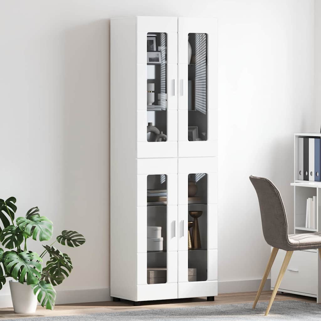 Haut Armoire Blanc brillant 60 x 35 x 182 cm Bois d'ingénierie - XIOS