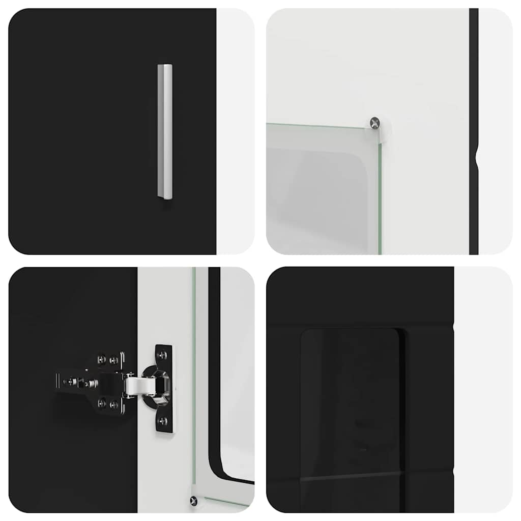 Haut Armoire avec porte Noir 60 x 35 x 182 cm Bois d'ingénierie - XIOS