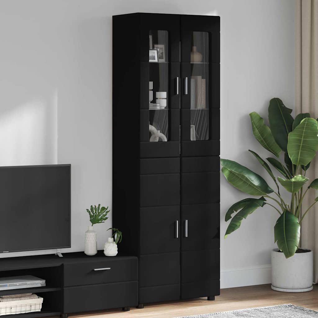Haut Armoire avec porte Noir 60 x 35 x 182 cm Bois d'ingénierie - XIOS
