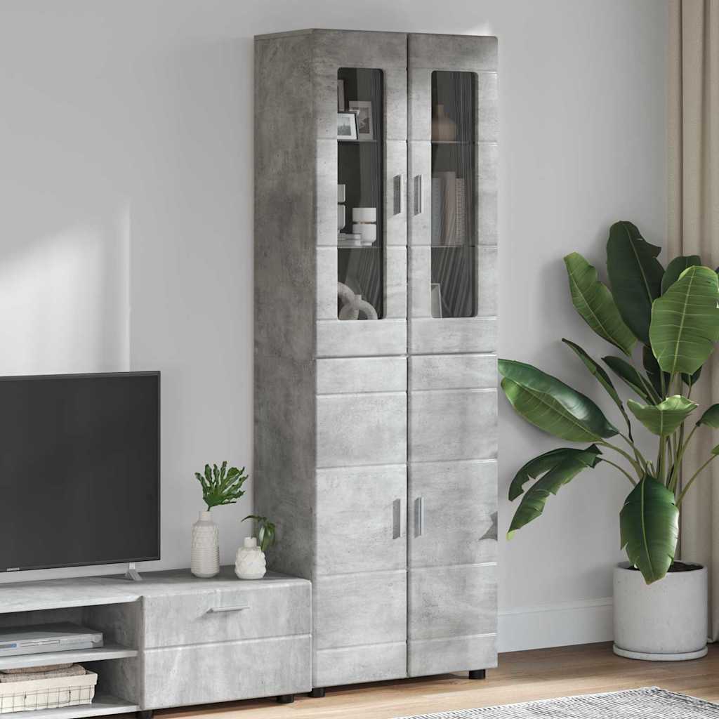 Haut Armoire Gris béton 60 x 35 x 182 cm Bois d'ingénierie - XIOS