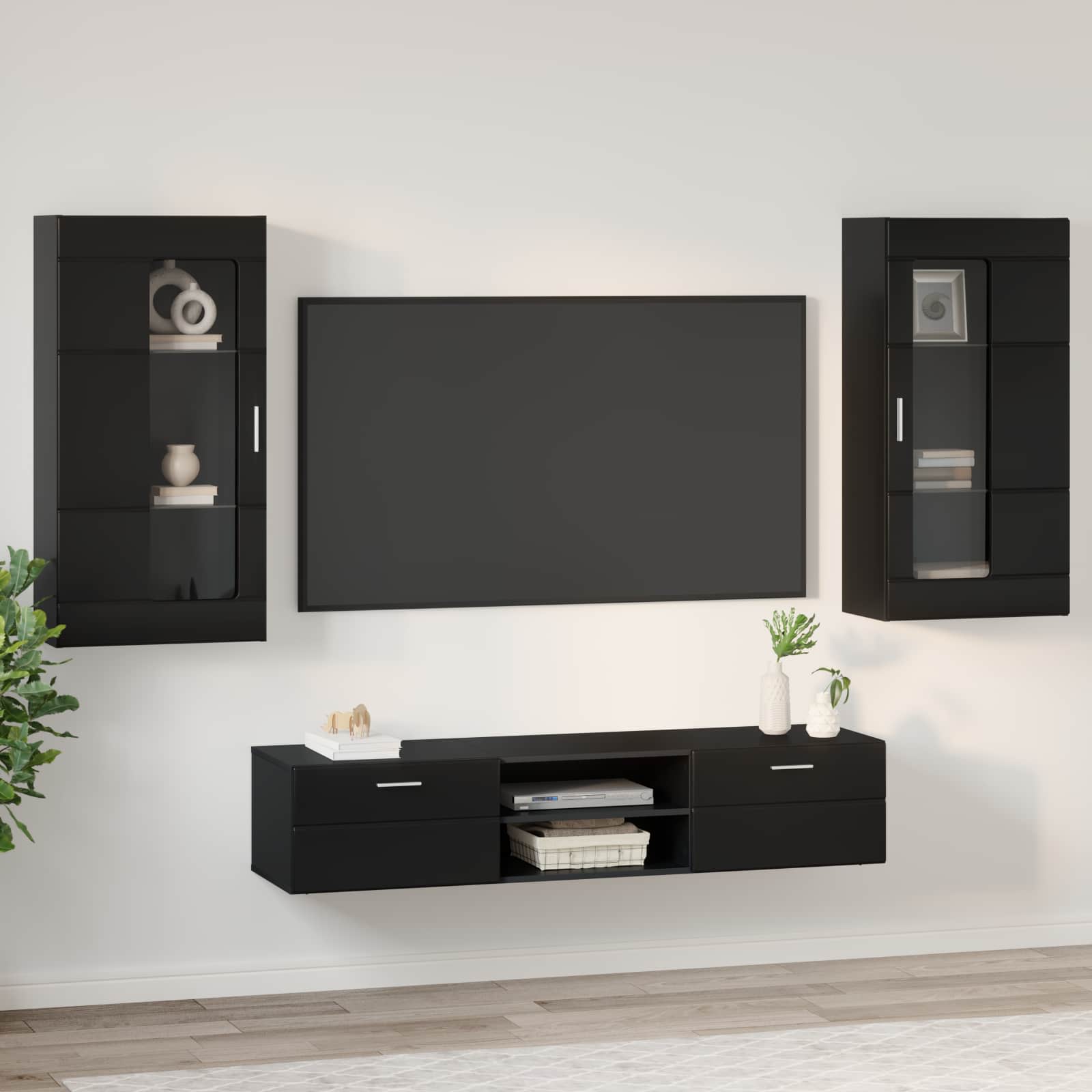 Ensemble meuble TV FLORIN 3 pcs Noir Bois d'ingénierie - XIOS
