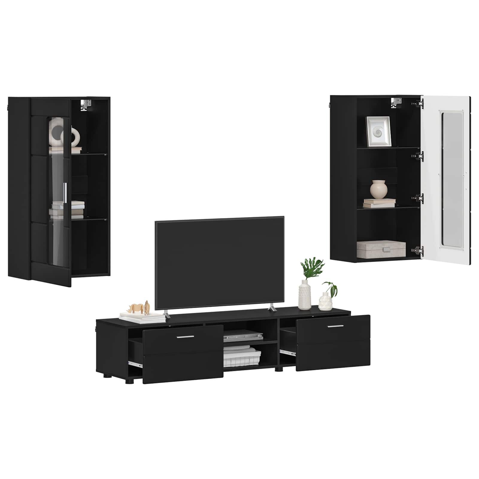 Ensemble meuble TV FLORIN 3 pcs Noir Bois d'ingénierie - XIOS