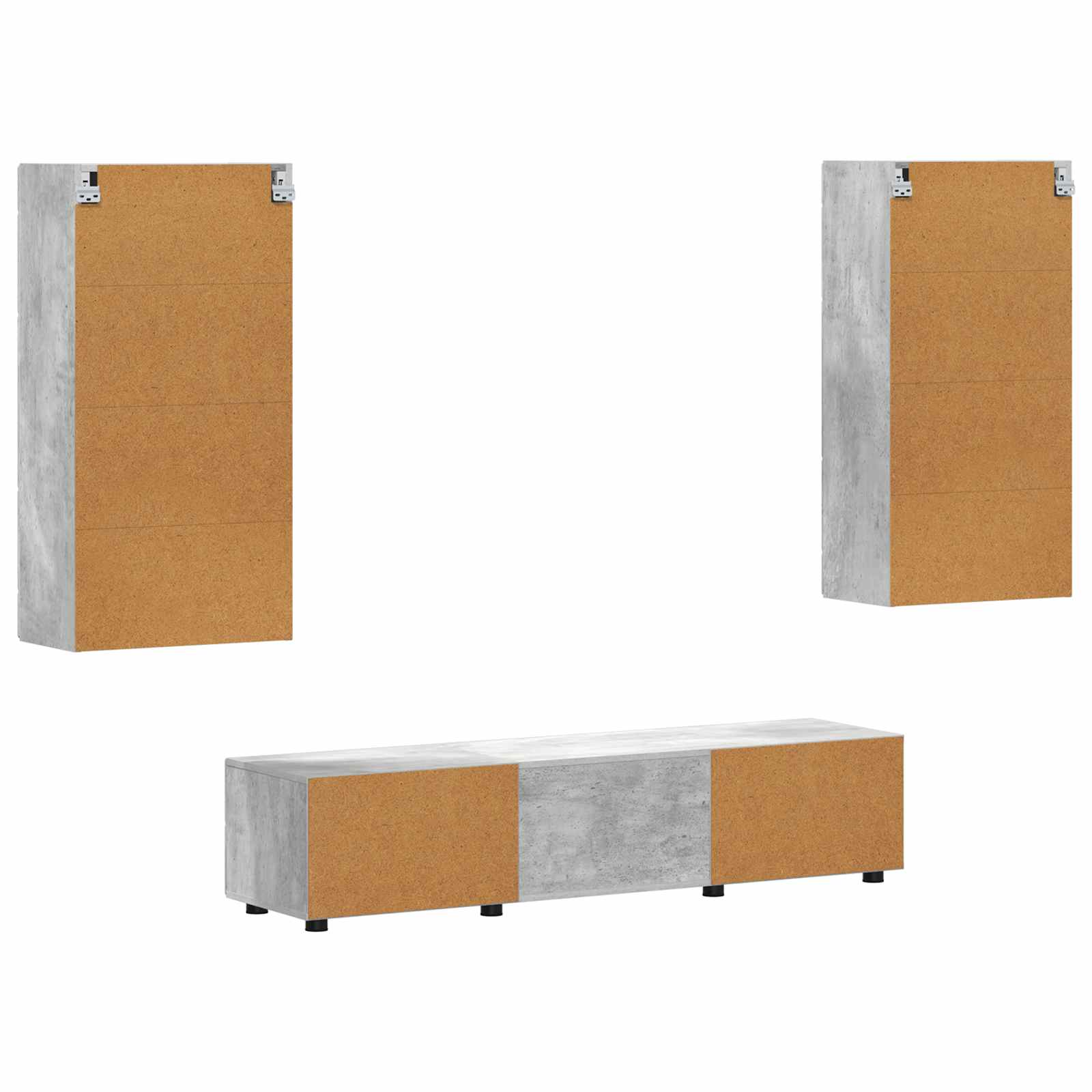 Ensemble meuble TV FLORIN 3 pcs Gris béton Bois d'ingénierie - XIOS