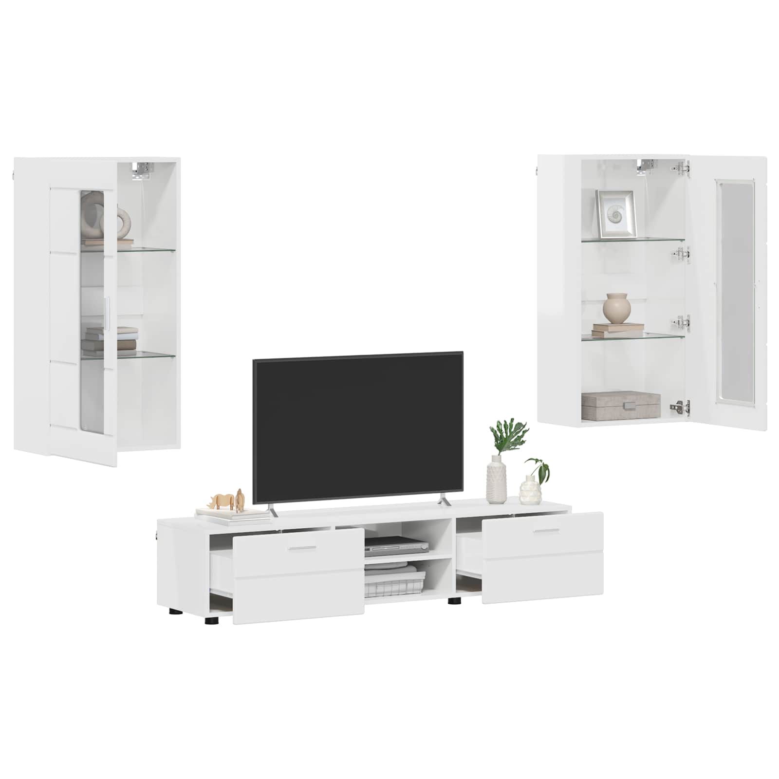 Ensemble meuble TV avec tiroir FLORIN 3 pcs Blanc brillant - XIOS
