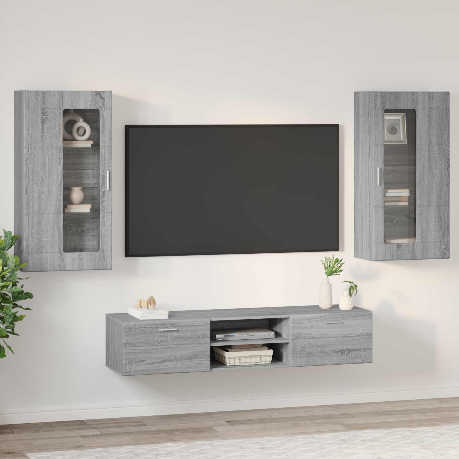 Ensemble meuble TV FLORIN 3 pcs Gris Sonoma Bois d'ingénierie - XIOS