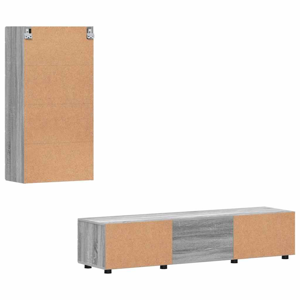 Ensemble meuble TV avec tiroir Gris Sonoma Bois d'ingénierie - XIOS