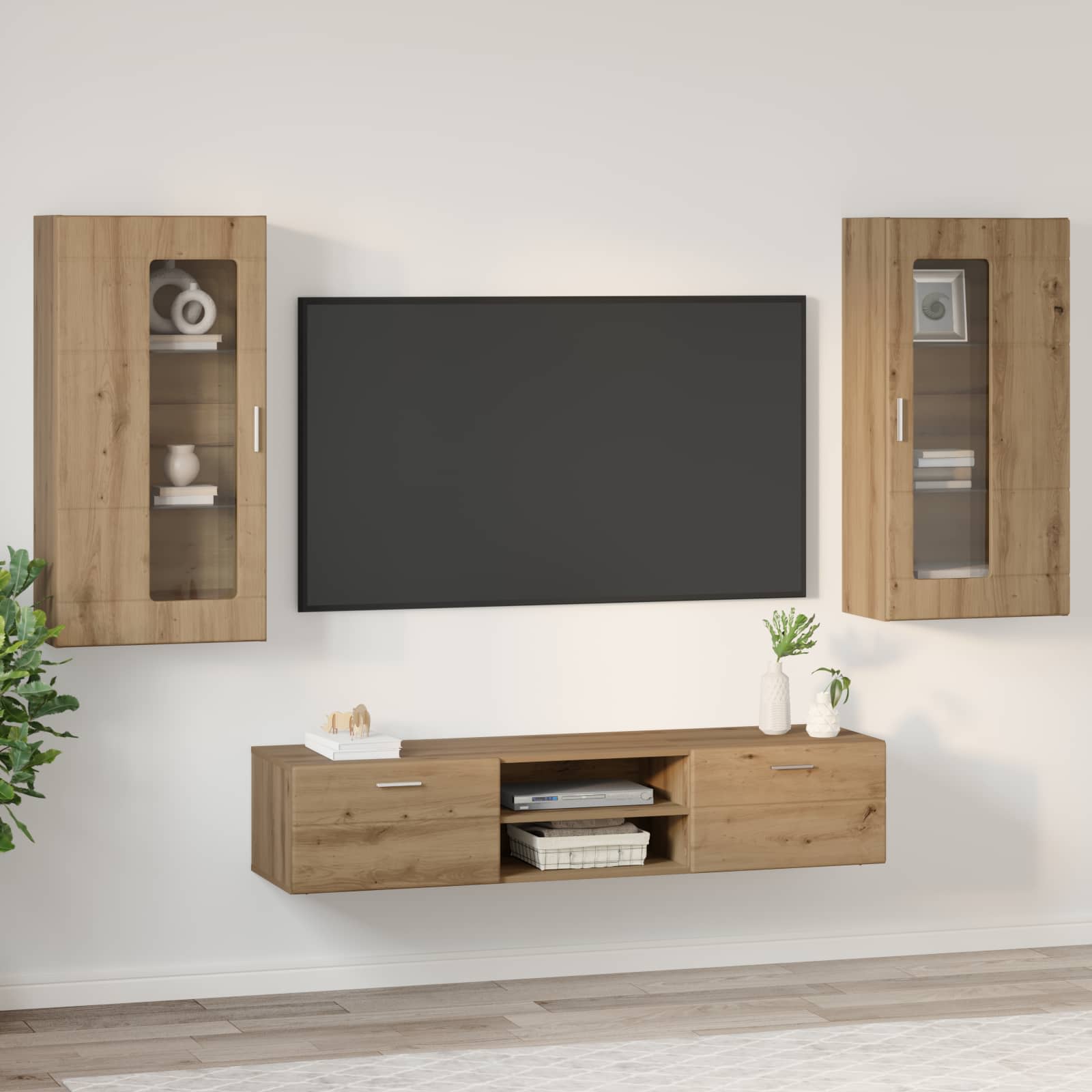 Ensemble meuble TV avec tiroir FLORIN 3 pcs Chêne artisanal - XIOS