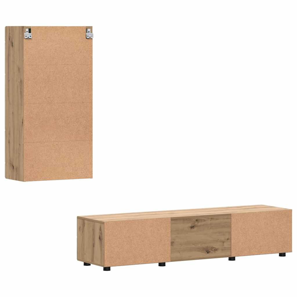 Ensemble meuble TV avec porte Chêne artisanal Bois d'ingénierie - XIOS