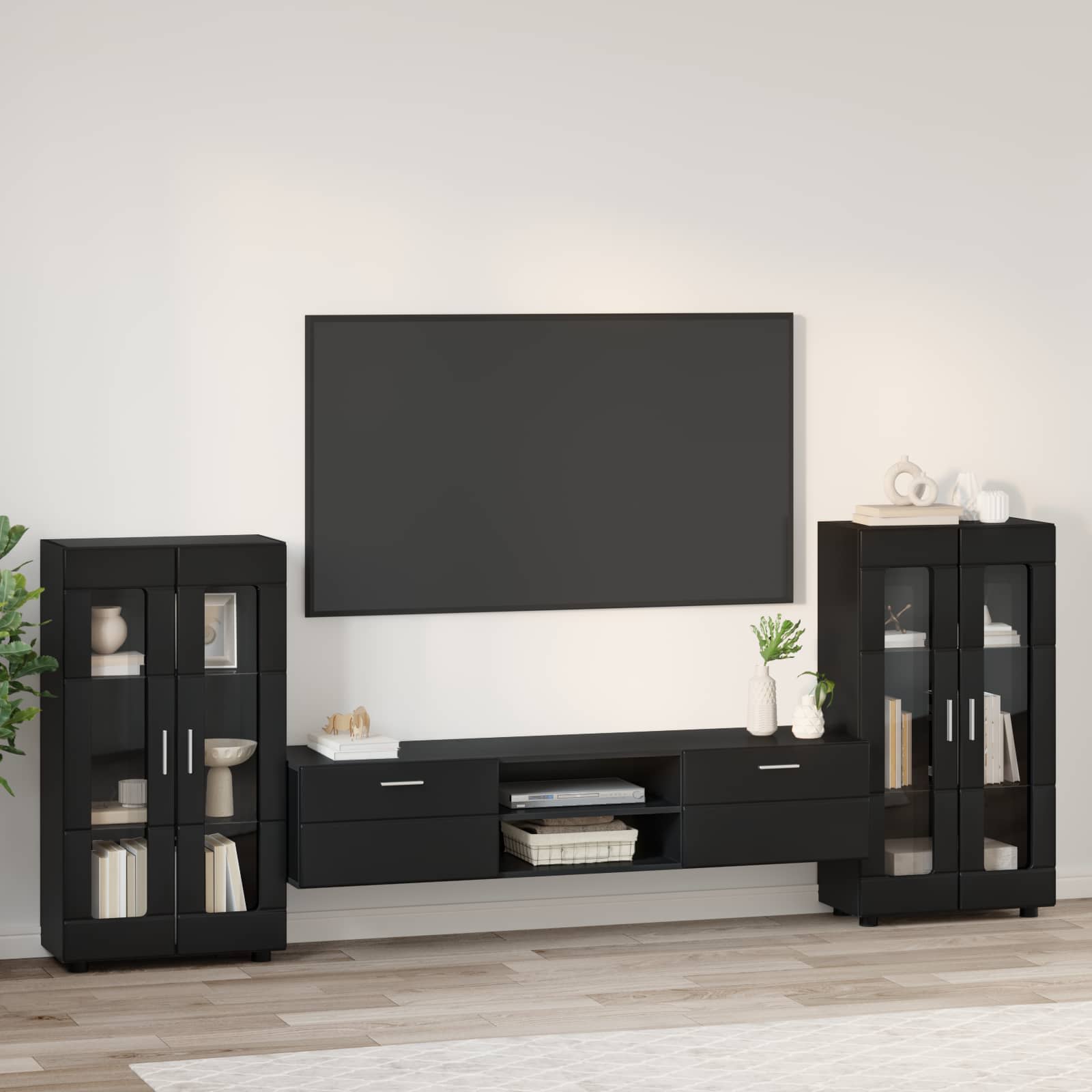 Ensemble meuble TV FLORIN 3 pcs Noir Bois d'ingénierie - XIOS