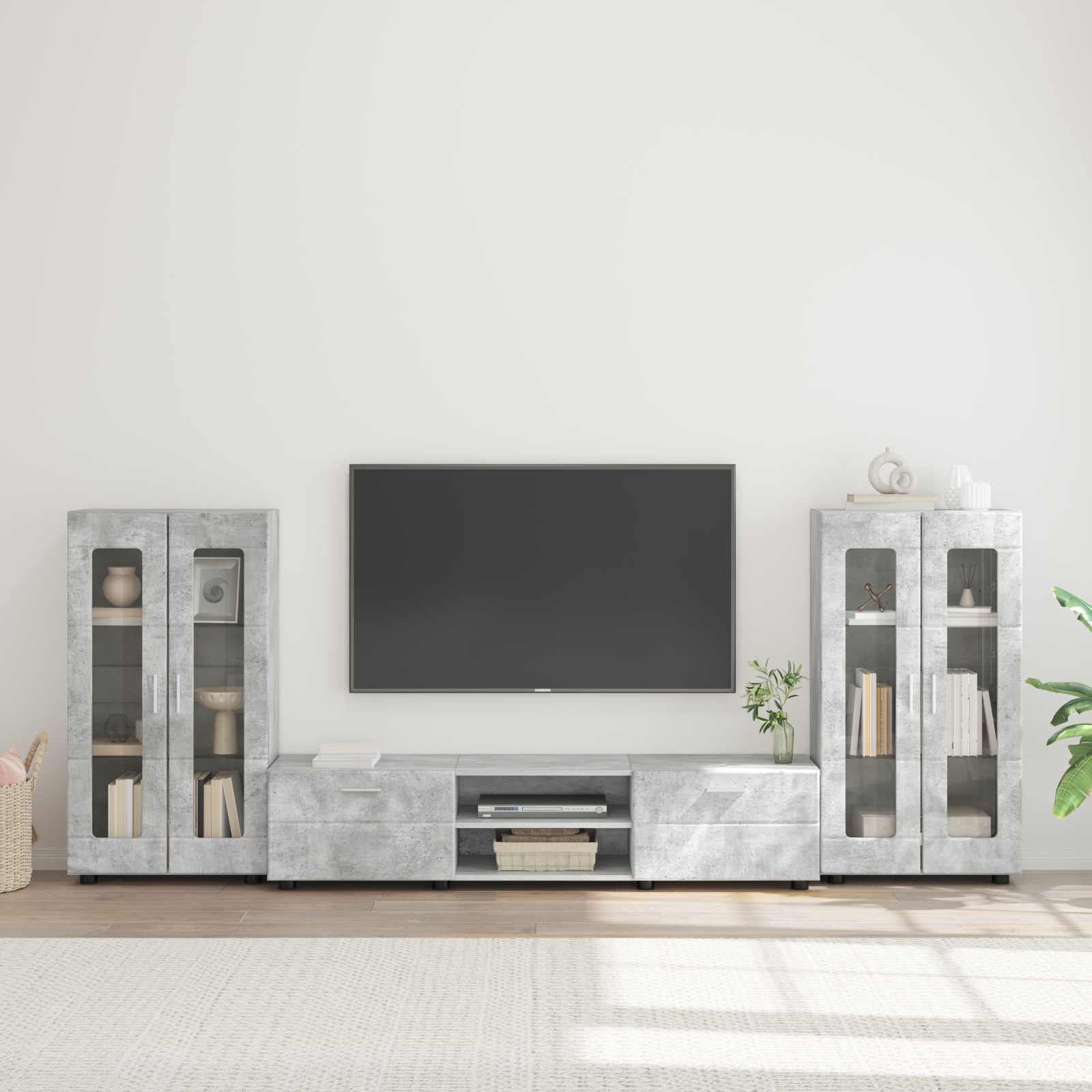 Ensemble meuble TV FLORIN 3 pcs Gris béton Bois d'ingénierie