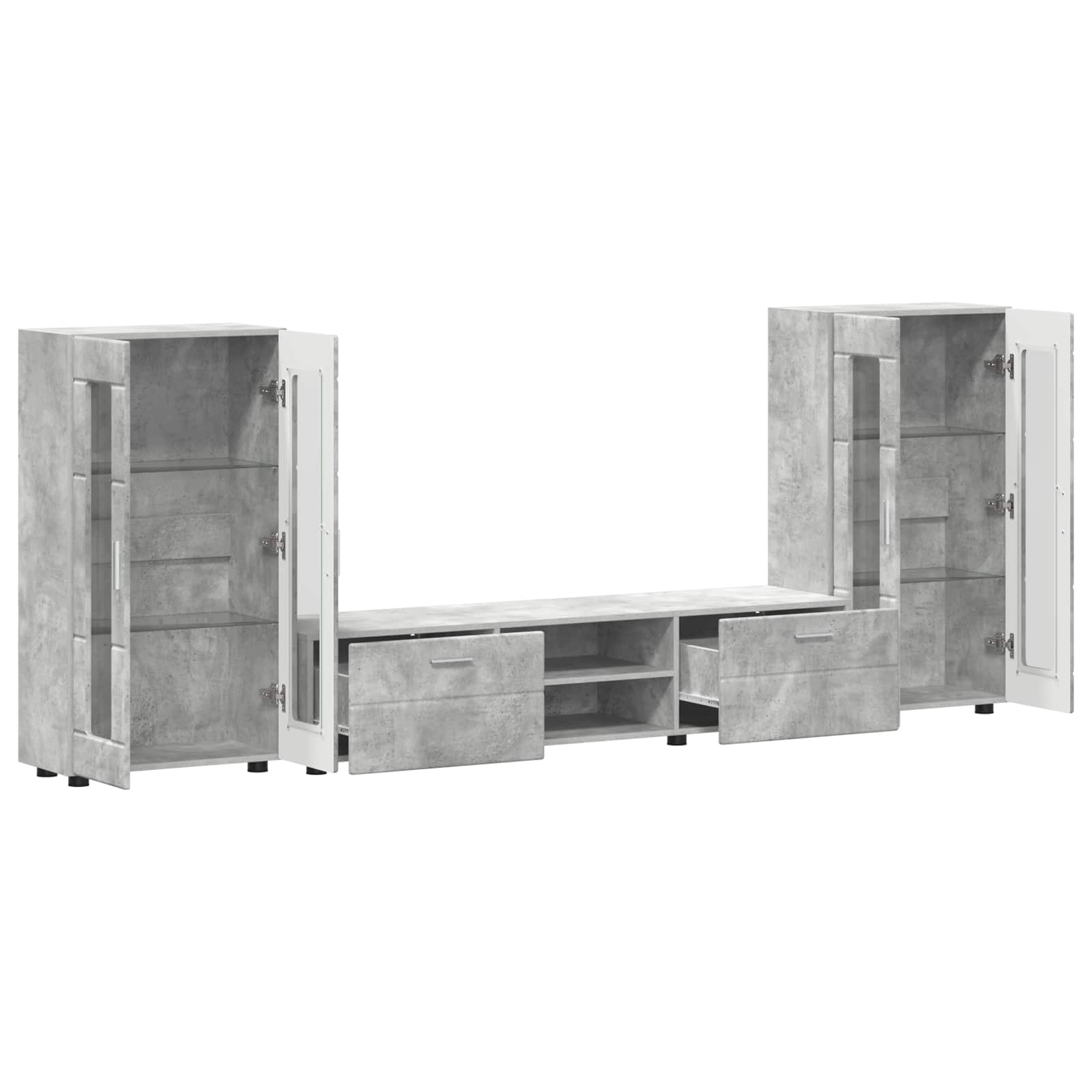 Ensemble meuble TV FLORIN 3 pcs Gris béton Bois d'ingénierie