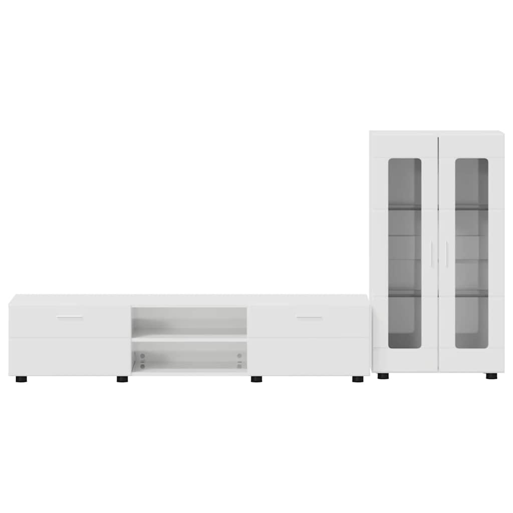 Ensemble meuble TV avec tiroir Blanc brillant Bois d'ingénierie - XIOS