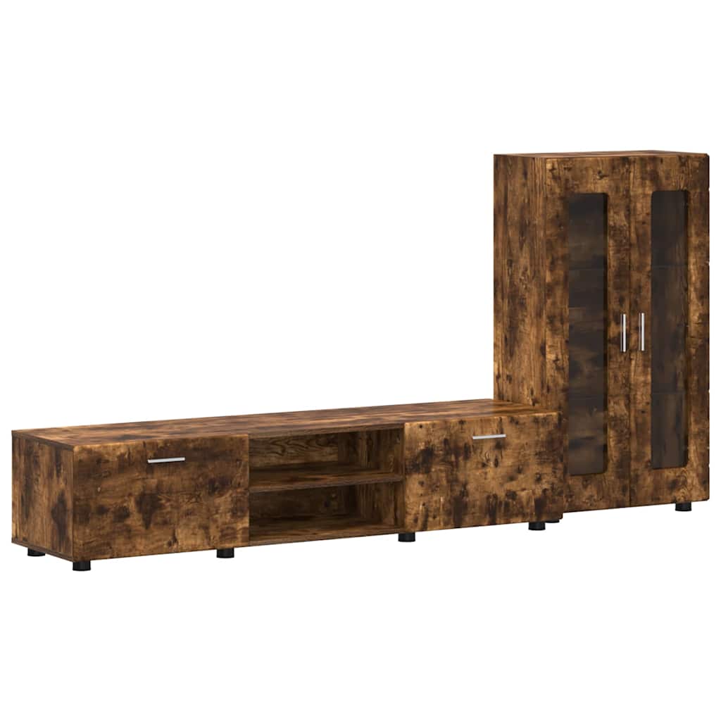 Ensemble meuble TV avec tiroir Chêne fumé Bois d'ingénierie - XIOS