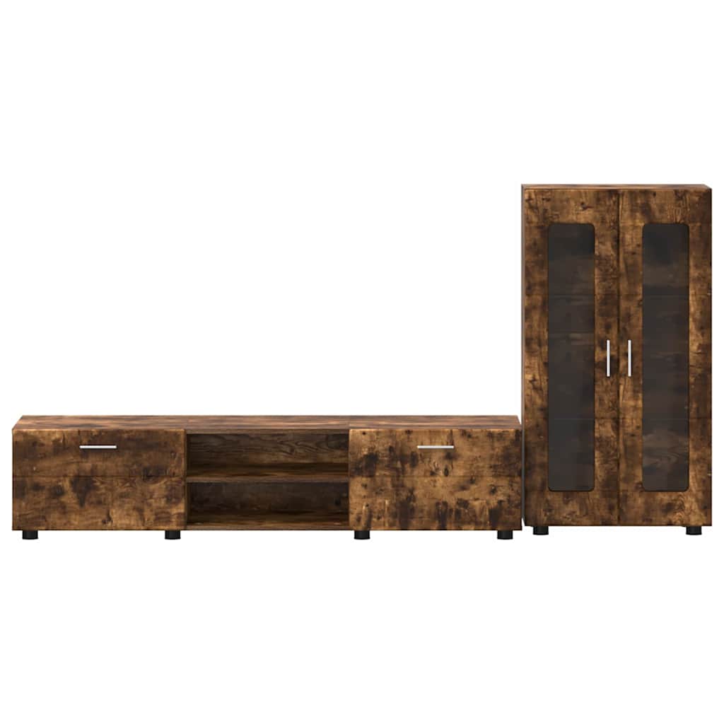 Ensemble meuble TV avec tiroir Chêne fumé Bois d'ingénierie - XIOS