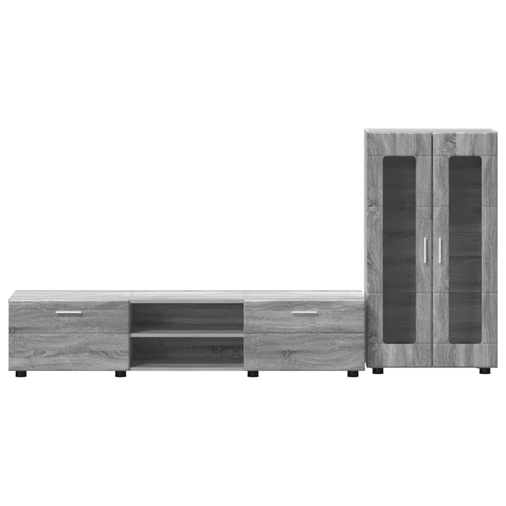 Ensemble meuble TV avec tiroir Gris Sonoma Bois d'ingénierie - XIOS