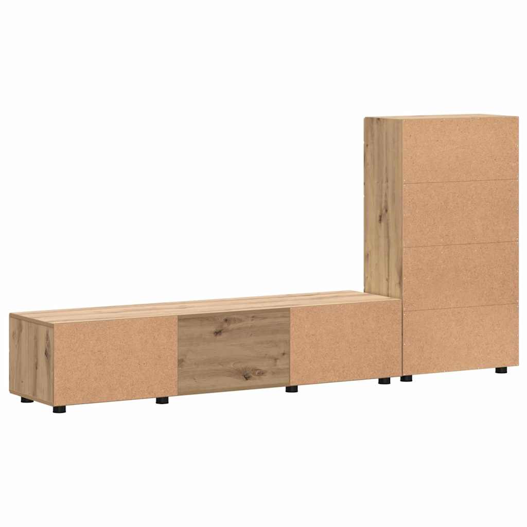 Ensemble meuble TV avec porte Chêne artisanal Bois d'ingénierie - XIOS