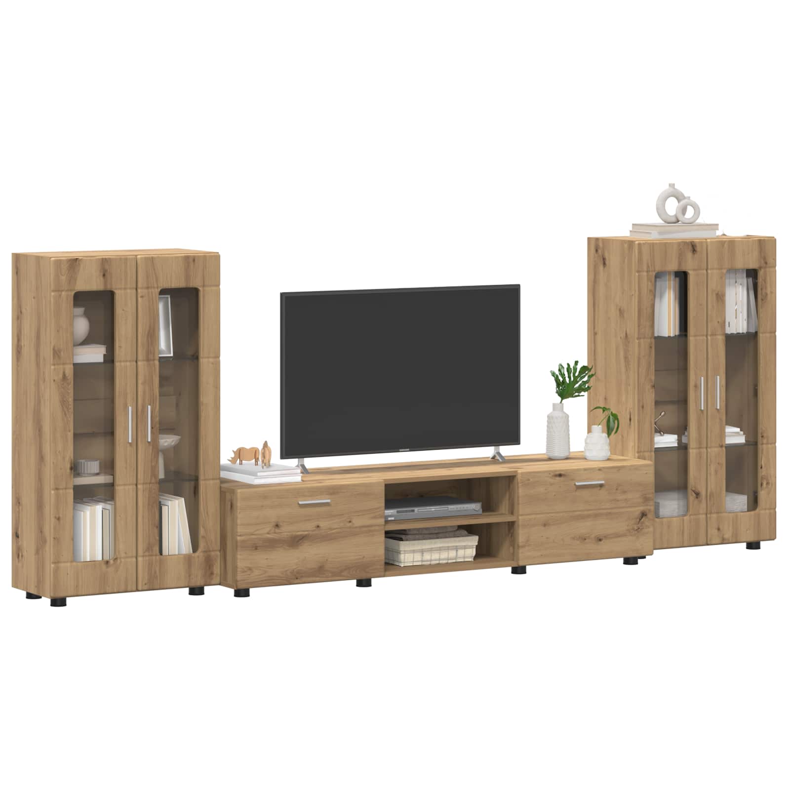 Ensemble meuble TV avec tiroir FLORIN 3 pcs Chêne artisanal - XIOS