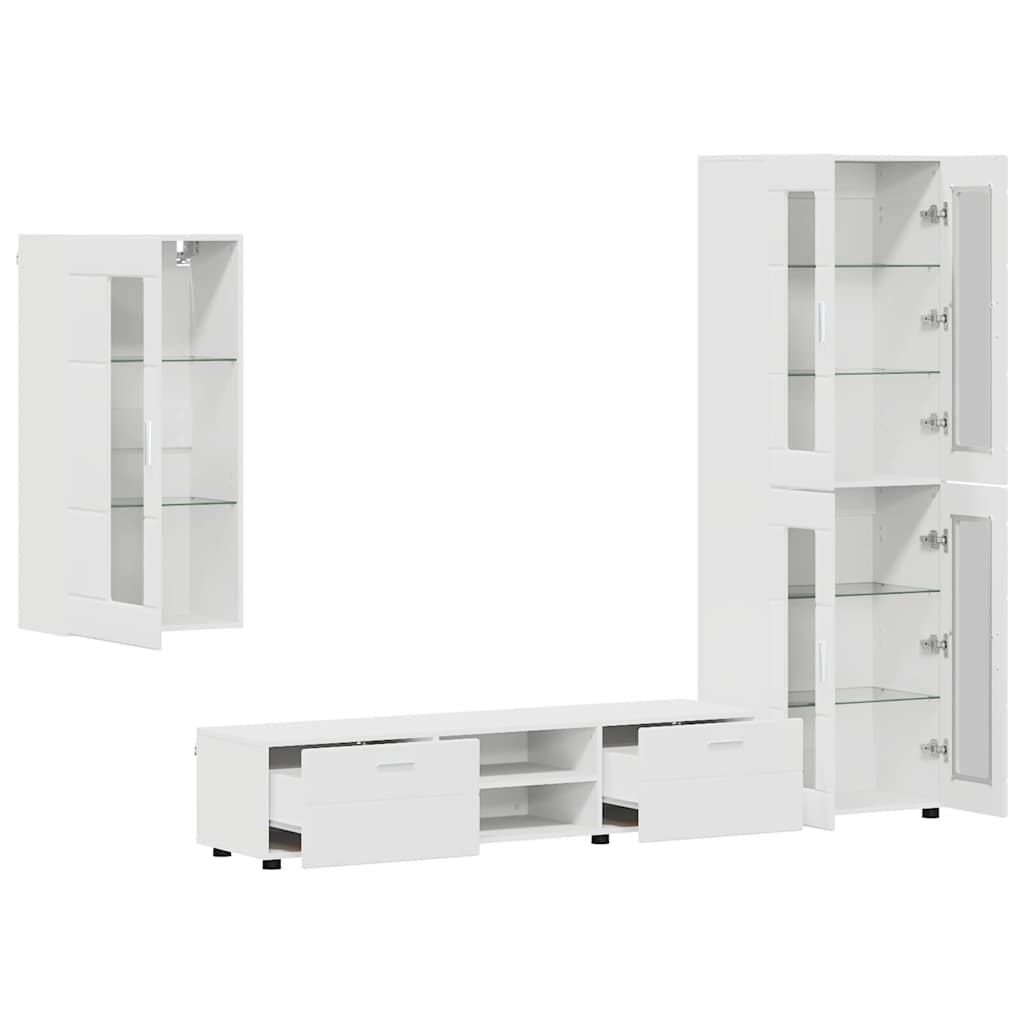 Ensemble meuble TV avec tiroir Blanc Bois d'ingénierie - XIOS