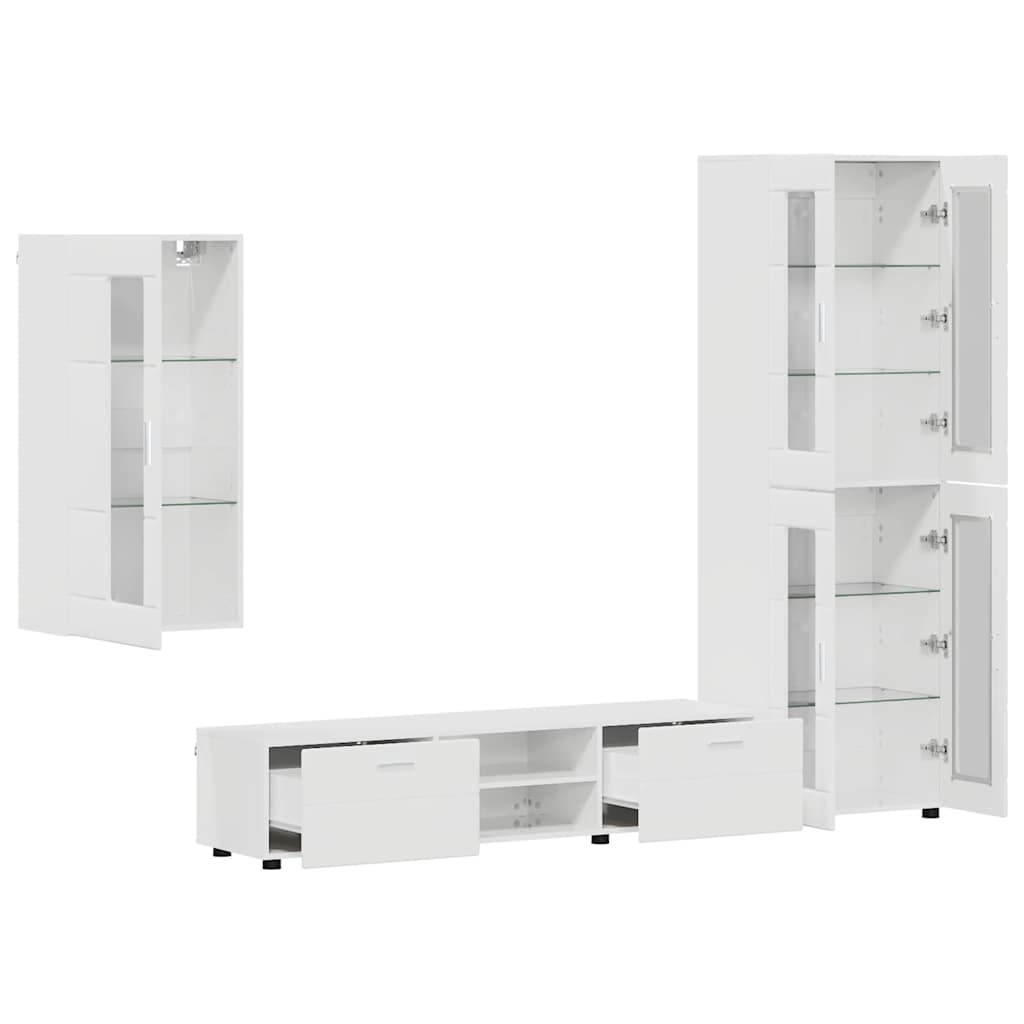 Ensemble meuble TV avec tiroir Blanc brillant Bois d'ingénierie - XIOS