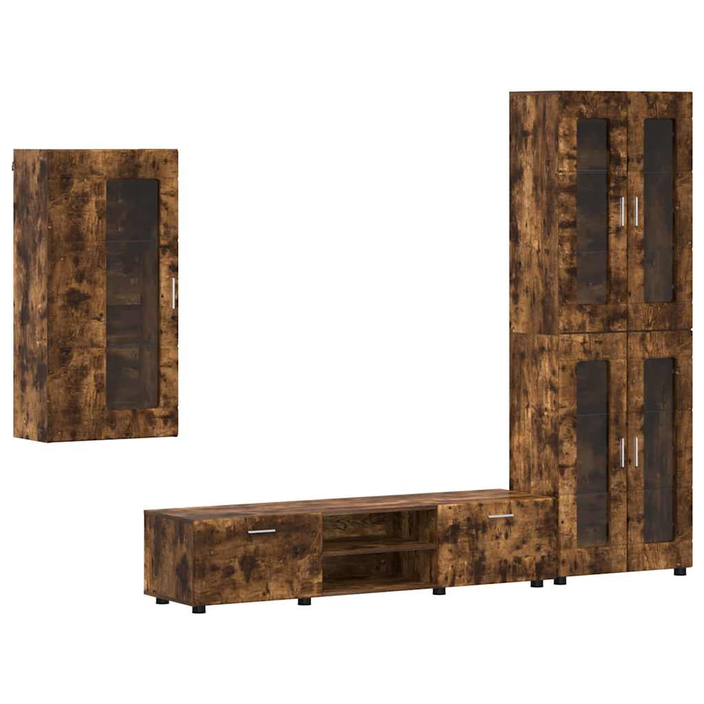 Ensemble meuble TV avec tiroir Chêne fumé Bois d'ingénierie - XIOS