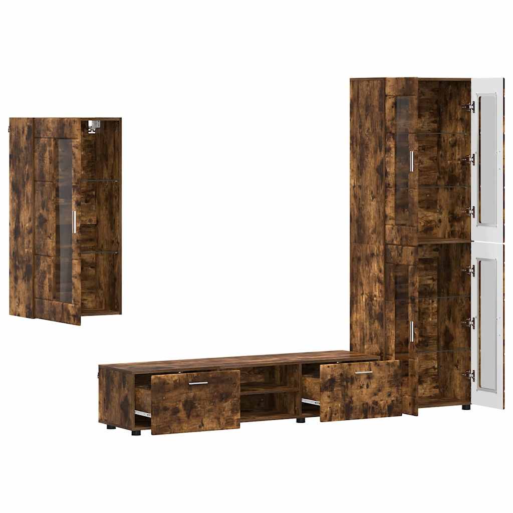 Ensemble meuble TV avec tiroir Chêne fumé Bois d'ingénierie - XIOS