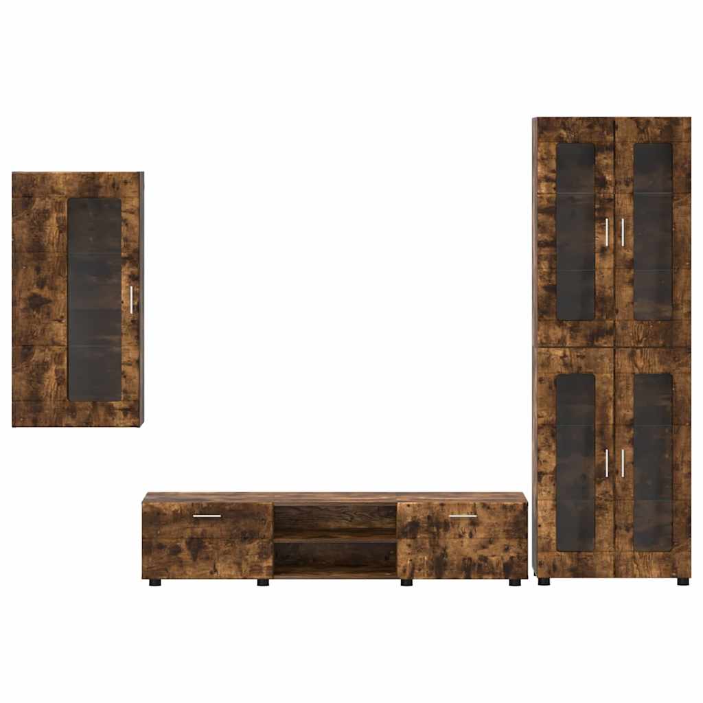 Ensemble meuble TV avec tiroir Chêne fumé Bois d'ingénierie - XIOS