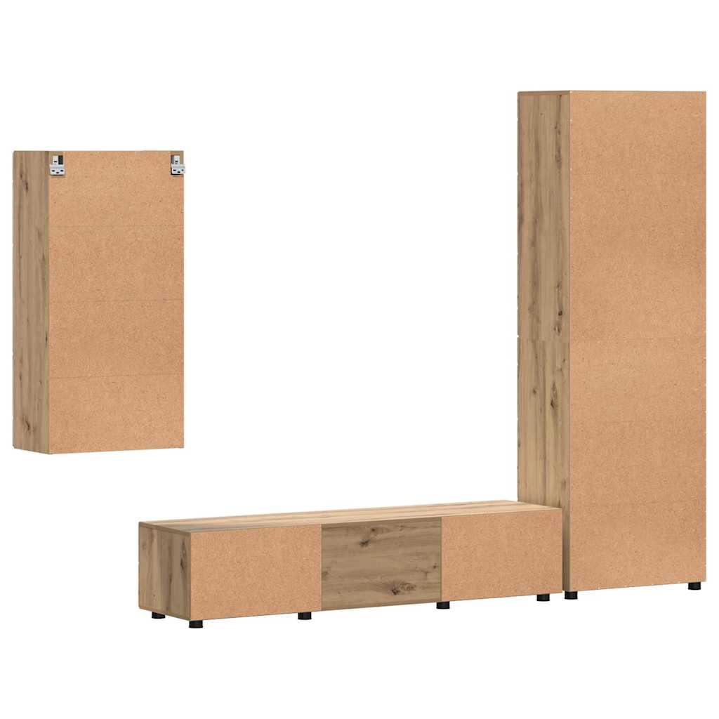 Ensemble meuble TV avec porte Chêne artisanal Bois d'ingénierie - XIOS