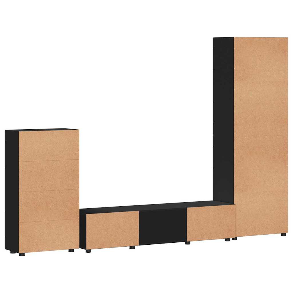 Ensemble meuble TV avec tiroir Noir Bois d'ingénierie - XIOS