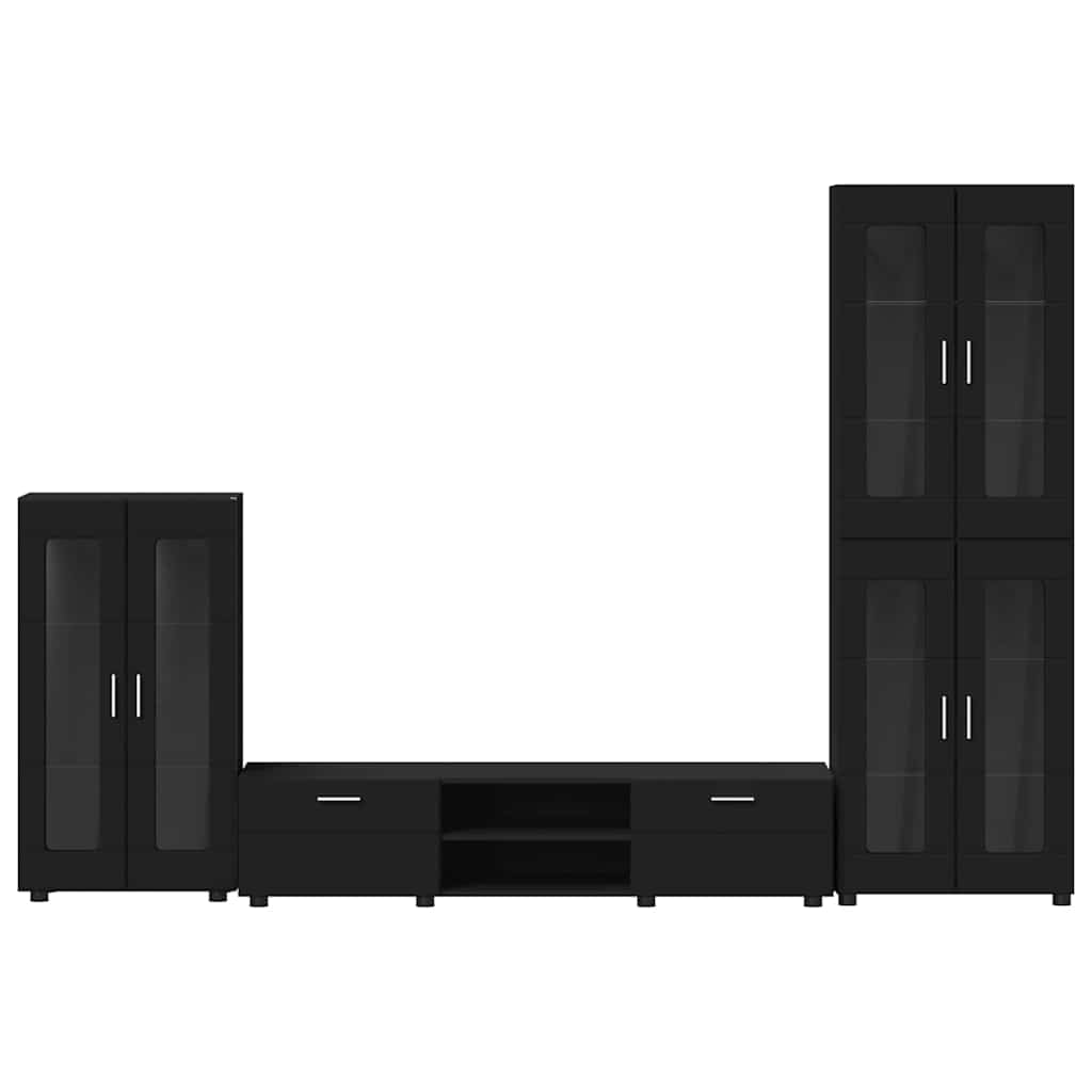 Ensemble meuble TV avec tiroir Noir Bois d'ingénierie - XIOS