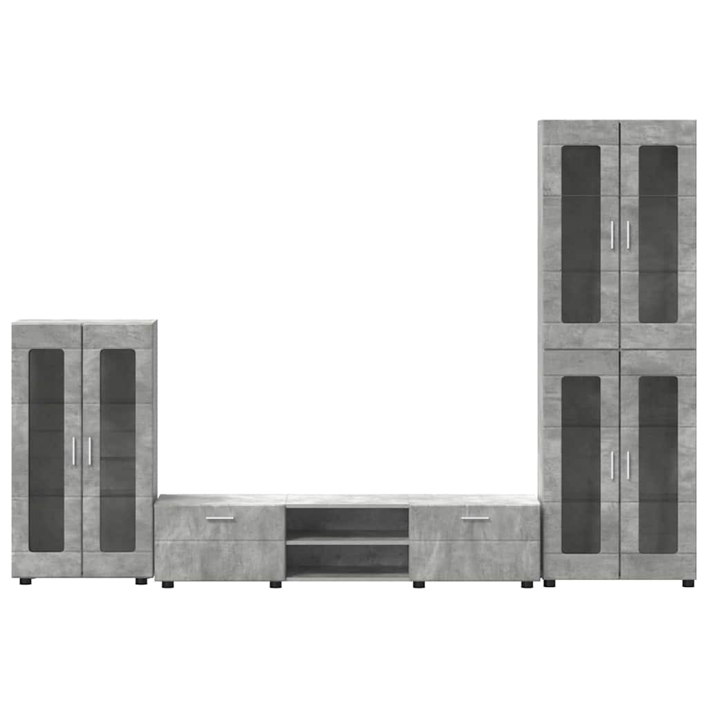 Ensemble meuble TV avec tiroir Gris béton Bois d'ingénierie - XIOS