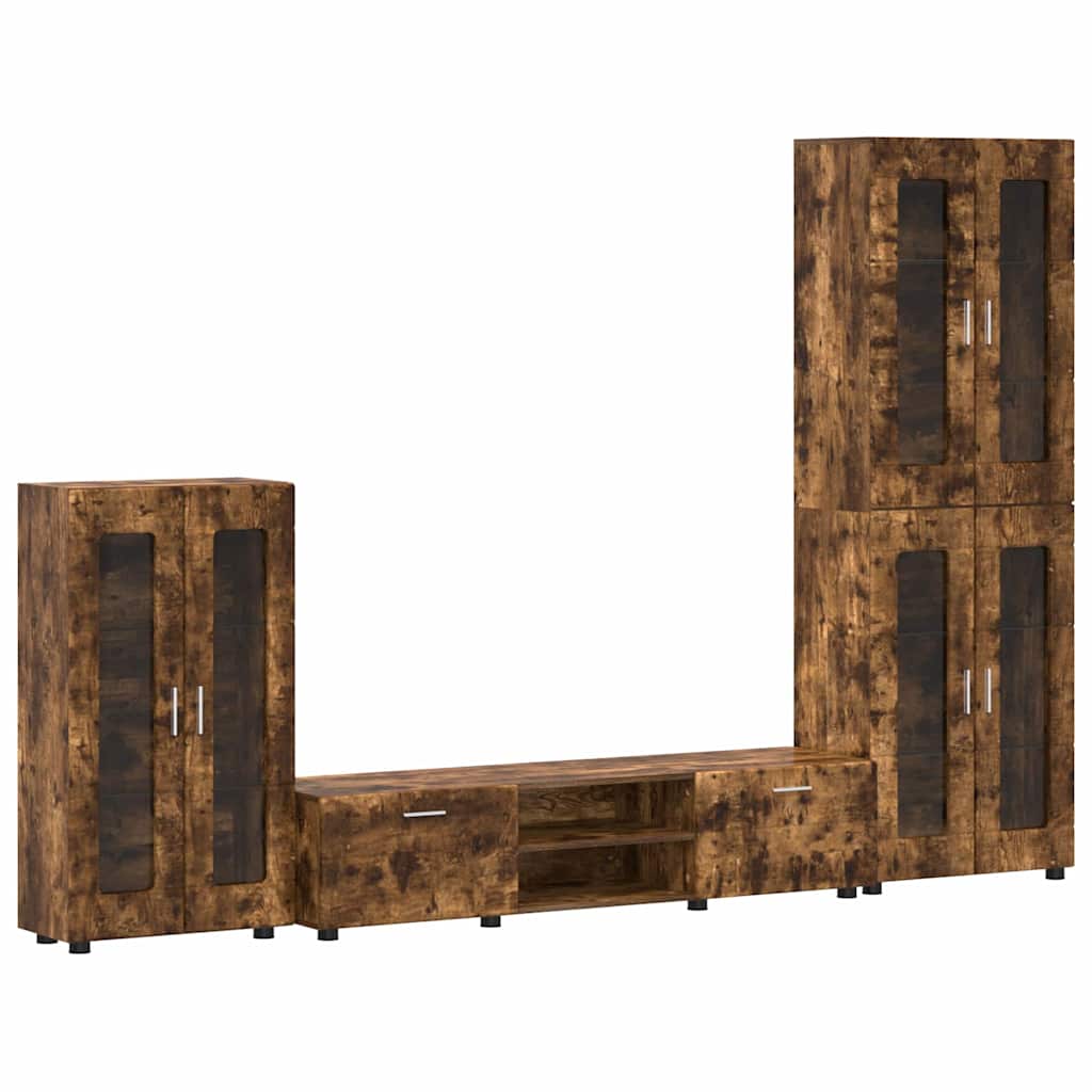 Ensemble meuble TV avec tiroir Chêne fumé Bois d'ingénierie - XIOS