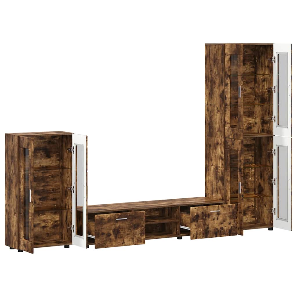 Ensemble meuble TV avec tiroir Chêne fumé Bois d'ingénierie - XIOS