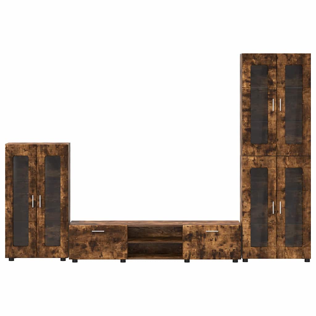 Ensemble meuble TV avec tiroir Chêne fumé Bois d'ingénierie - XIOS