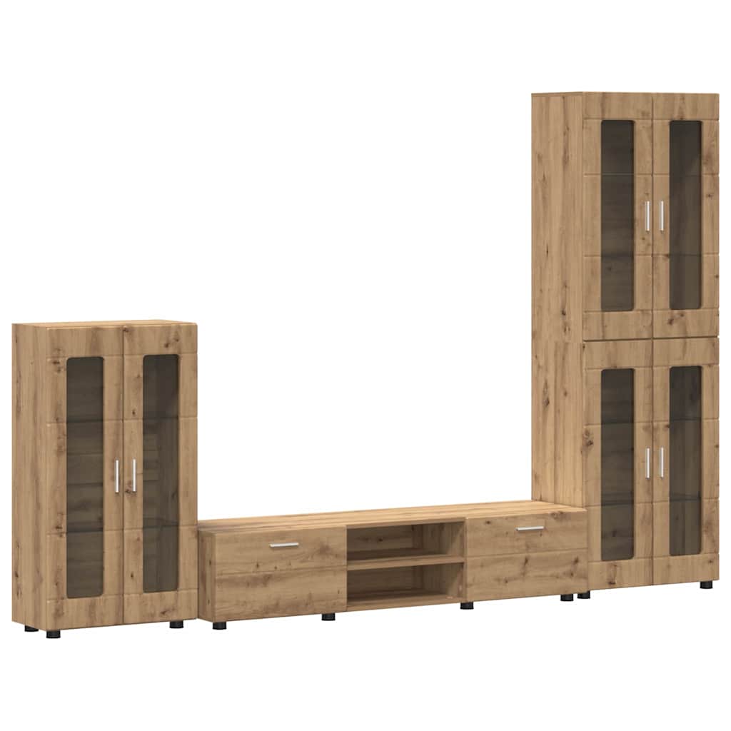 Ensemble meuble TV avec porte Chêne artisanal Bois d'ingénierie - XIOS