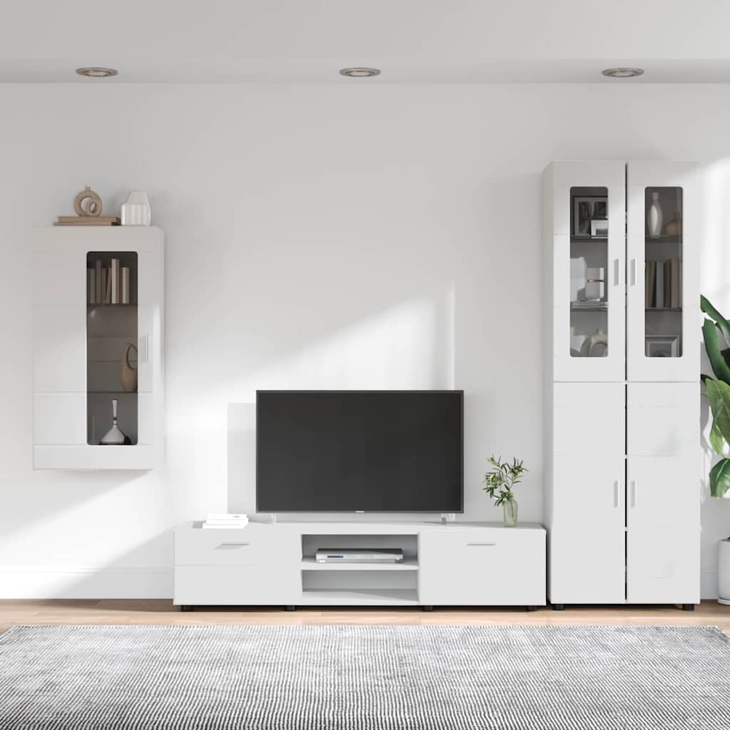 Ensemble meuble TV avec tiroir Blanc Bois d'ingénierie - XIOS