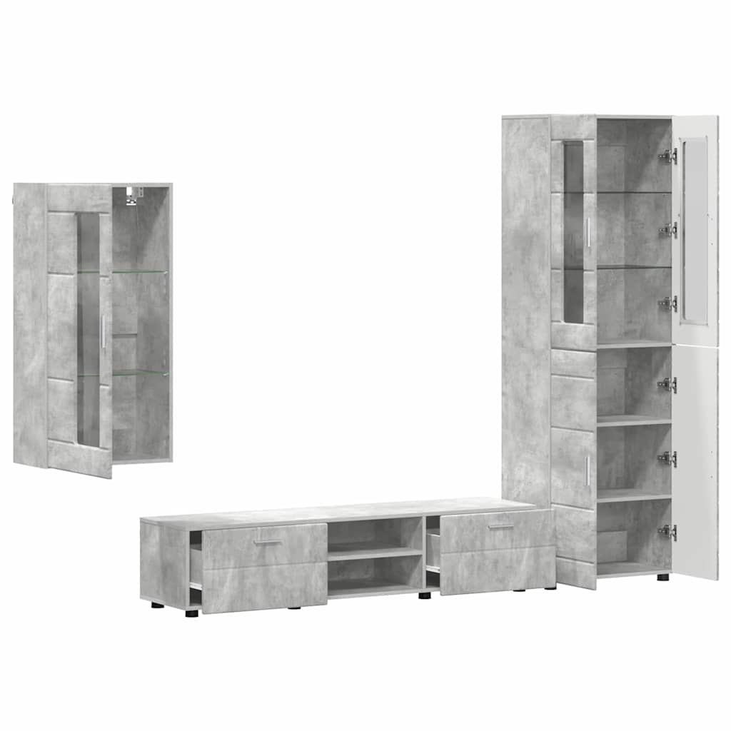 Ensemble meuble TV avec tiroir Gris béton Bois d'ingénierie - XIOS