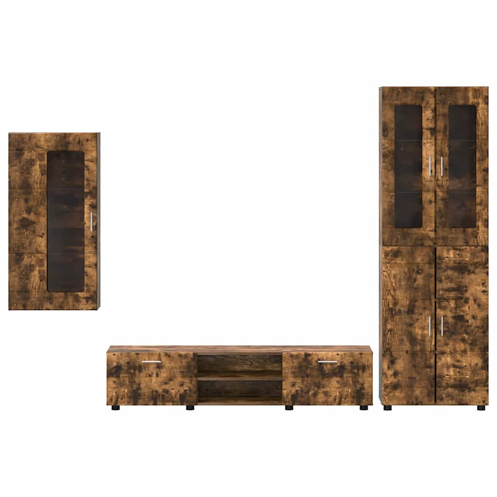 Ensemble meuble TV avec tiroir Chêne fumé Bois d'ingénierie - XIOS