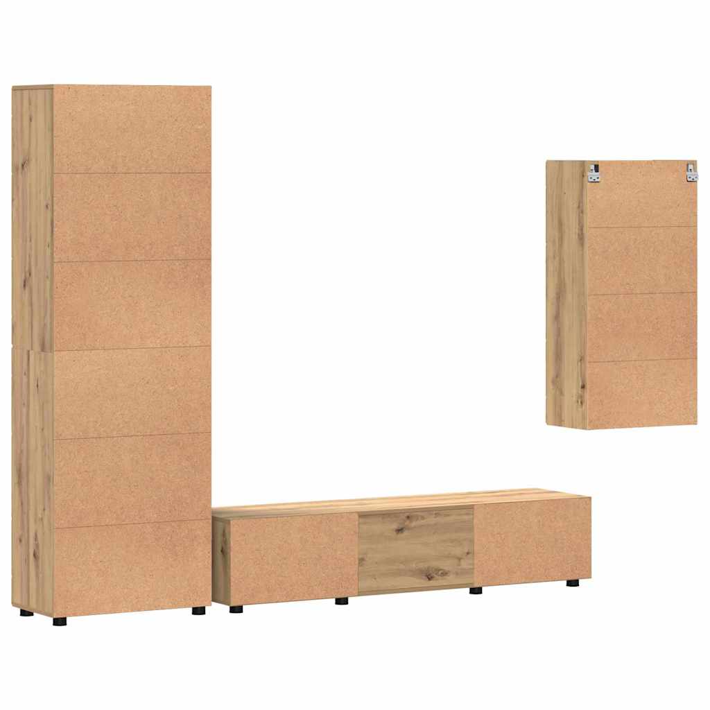 Ensemble meuble TV avec porte Chêne artisanal Bois d'ingénierie - XIOS