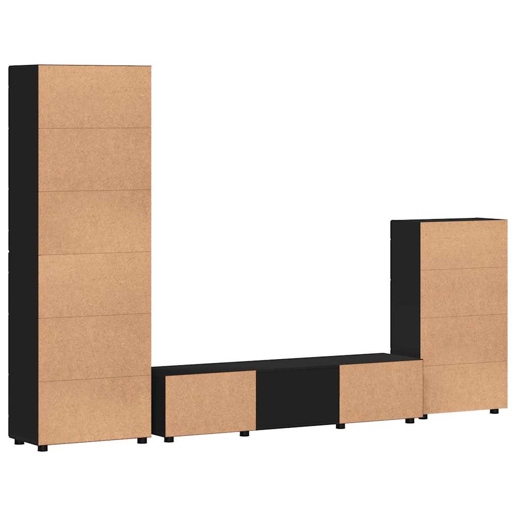 Ensemble meuble TV avec tiroir Noir Bois d'ingénierie - XIOS