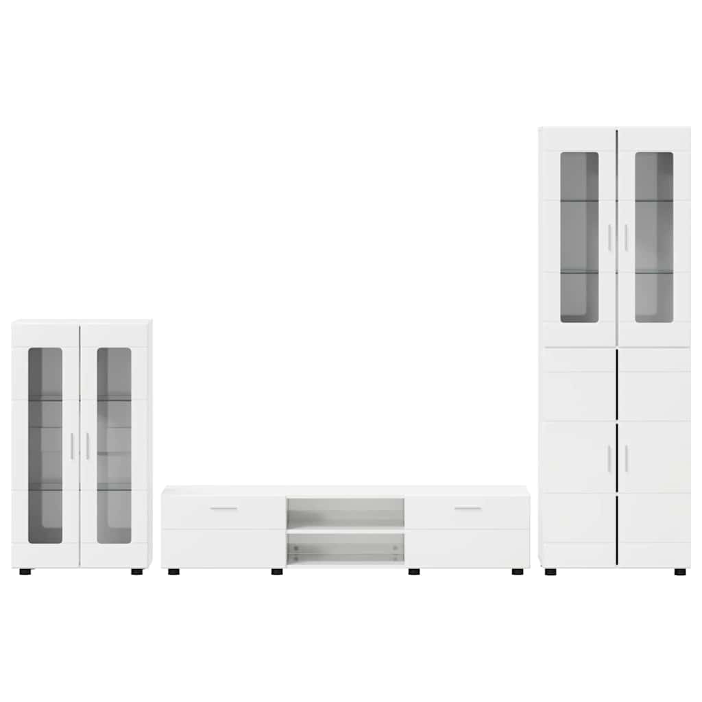 Ensemble meuble TV avec tiroir Blanc brillant Bois d'ingénierie - XIOS