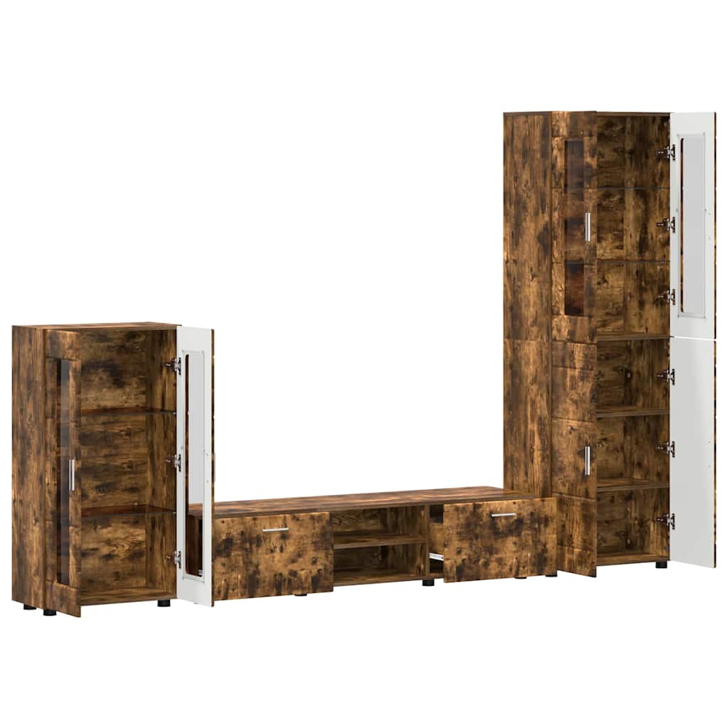 Ensemble meuble TV avec tiroir Chêne fumé Bois d'ingénierie - XIOS