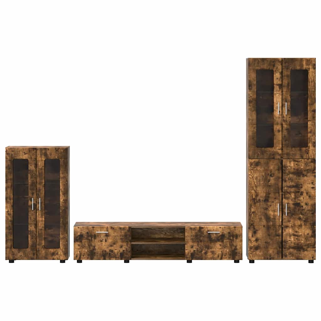 Ensemble meuble TV avec tiroir Chêne fumé Bois d'ingénierie - XIOS